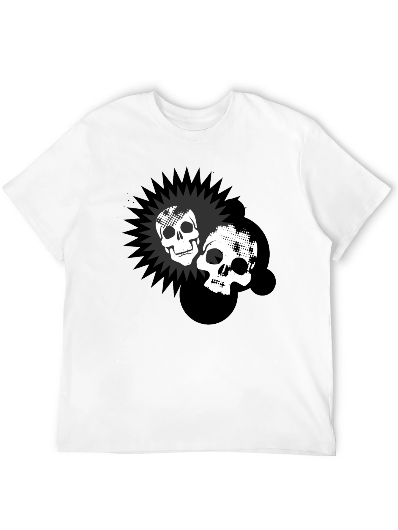 Skull Burst Graphic Print Black T-Shirt