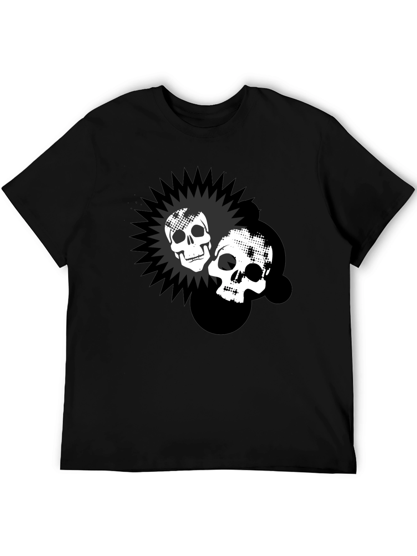 Skull Burst Graphic Print Black T-Shirt