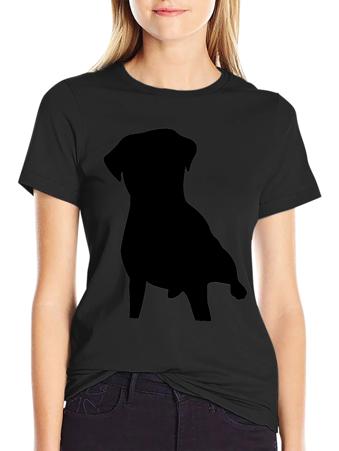 Dog Silhouette Black T-Shirt - Casual Style