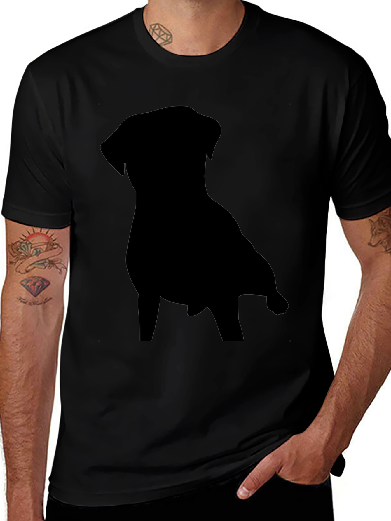 Dog Silhouette Black T-Shirt - Casual Style