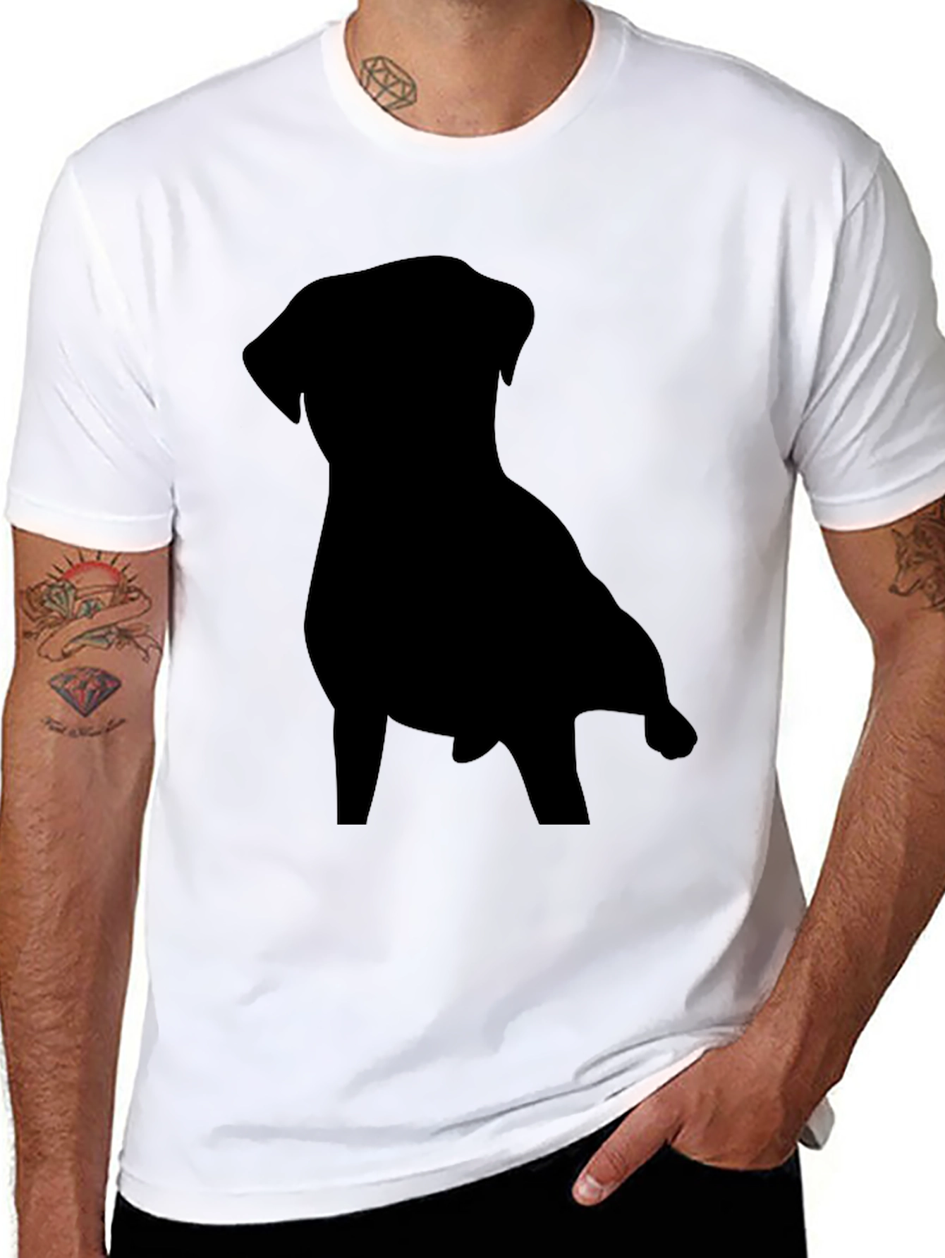 Dog Silhouette Black T-Shirt - Casual Style