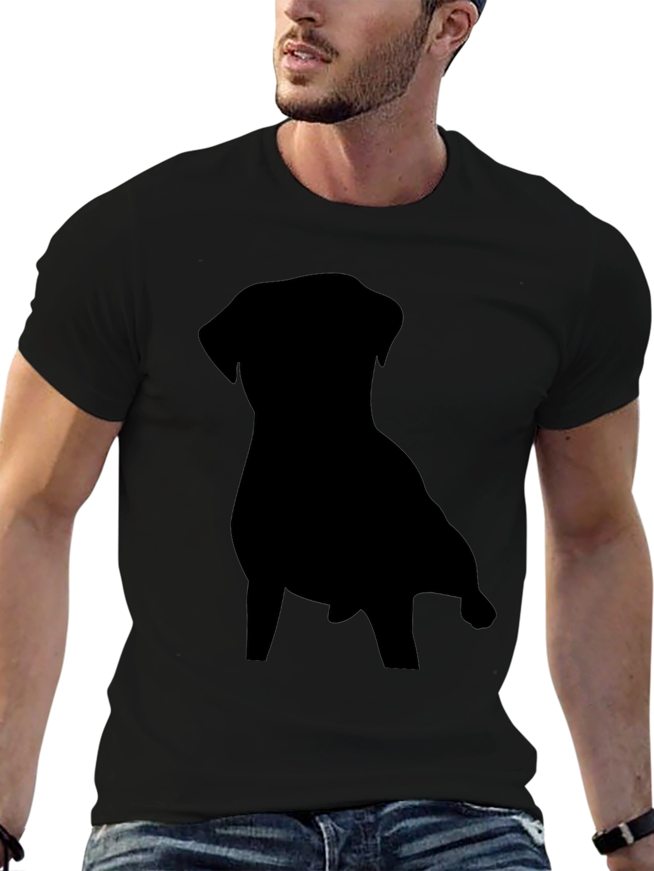 Dog Silhouette Black T-Shirt - Casual Style