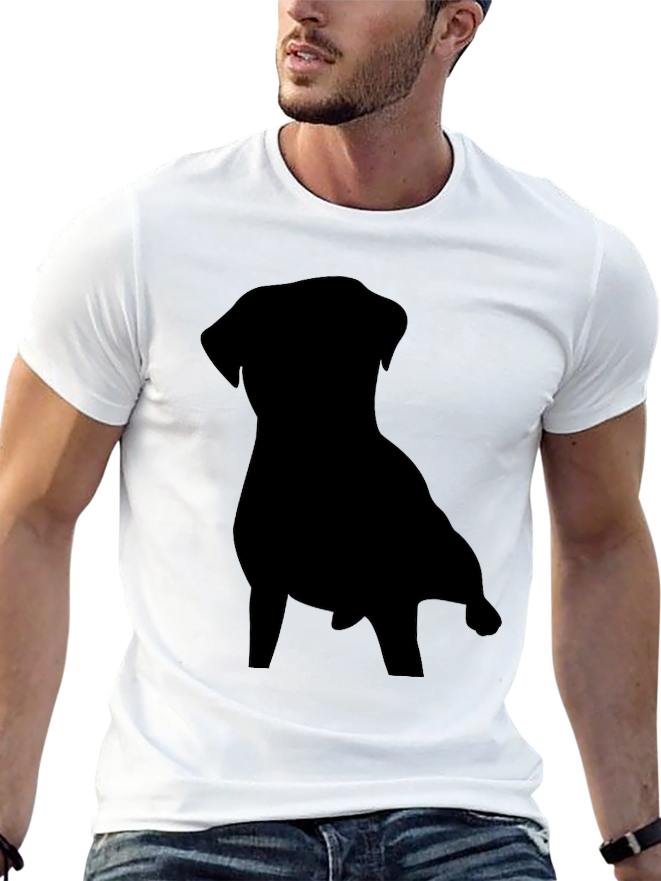 Dog Silhouette Black T-Shirt - Casual Style