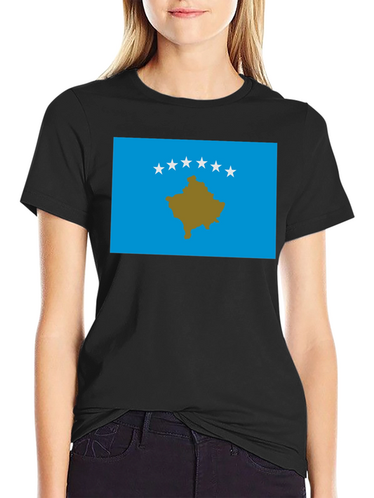 Kosovo Flag Graphic T-Shirt - Black