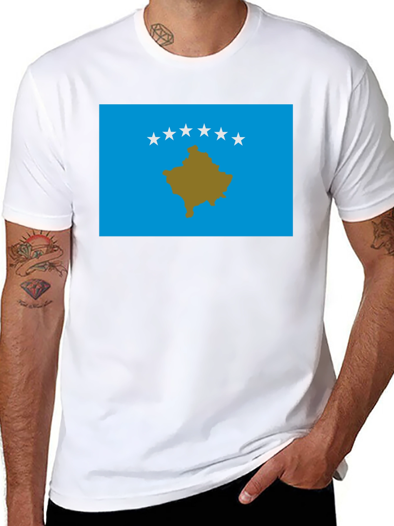 Kosovo Flag Graphic T-Shirt - Black