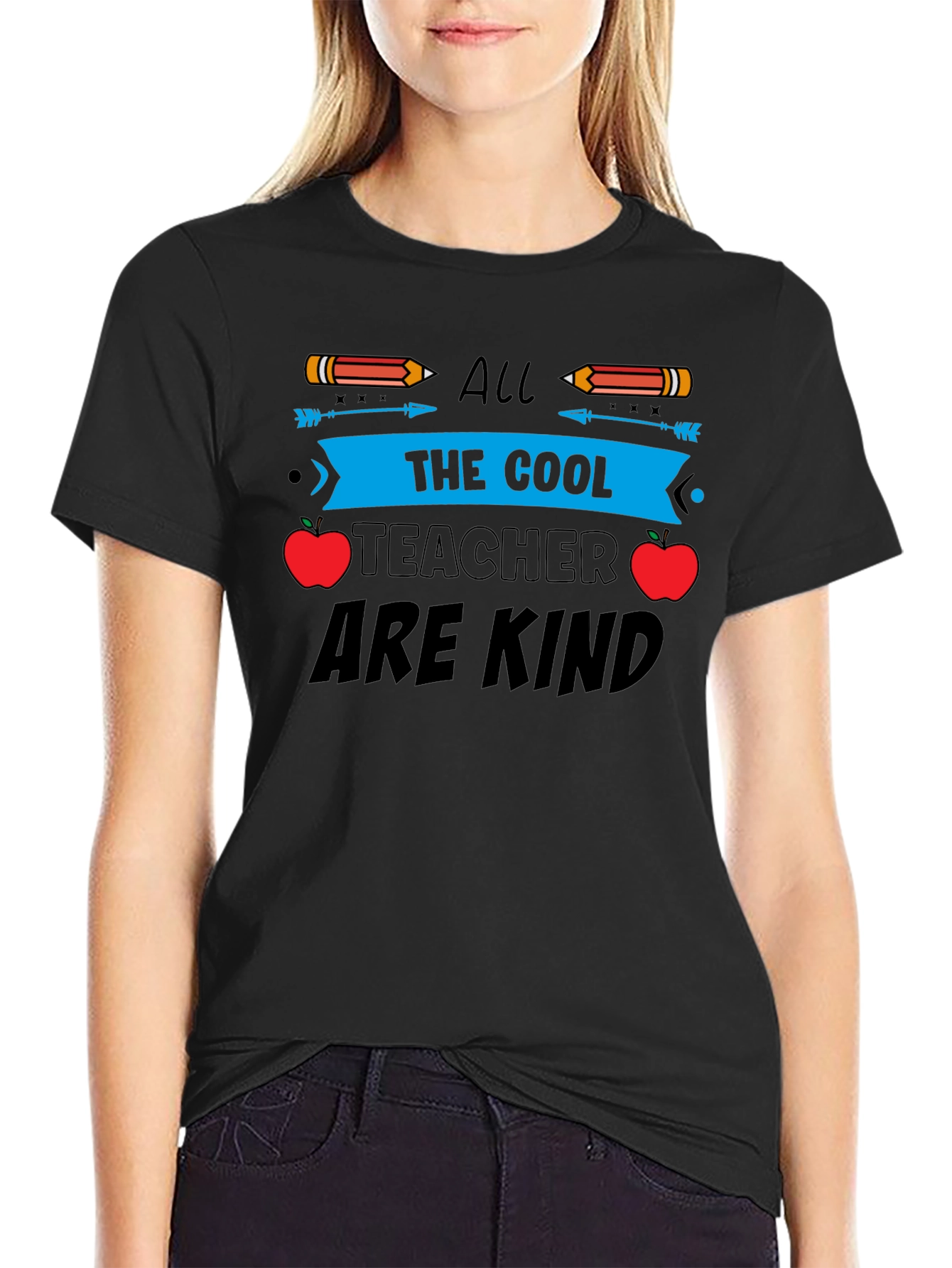Cool Teacher Are Kind Black Graphic Tee