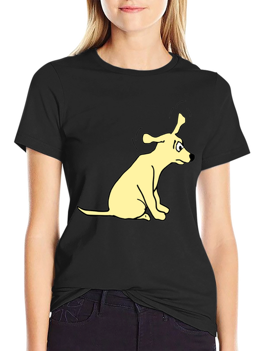 Cartoon Dog Graphic Tee - Black