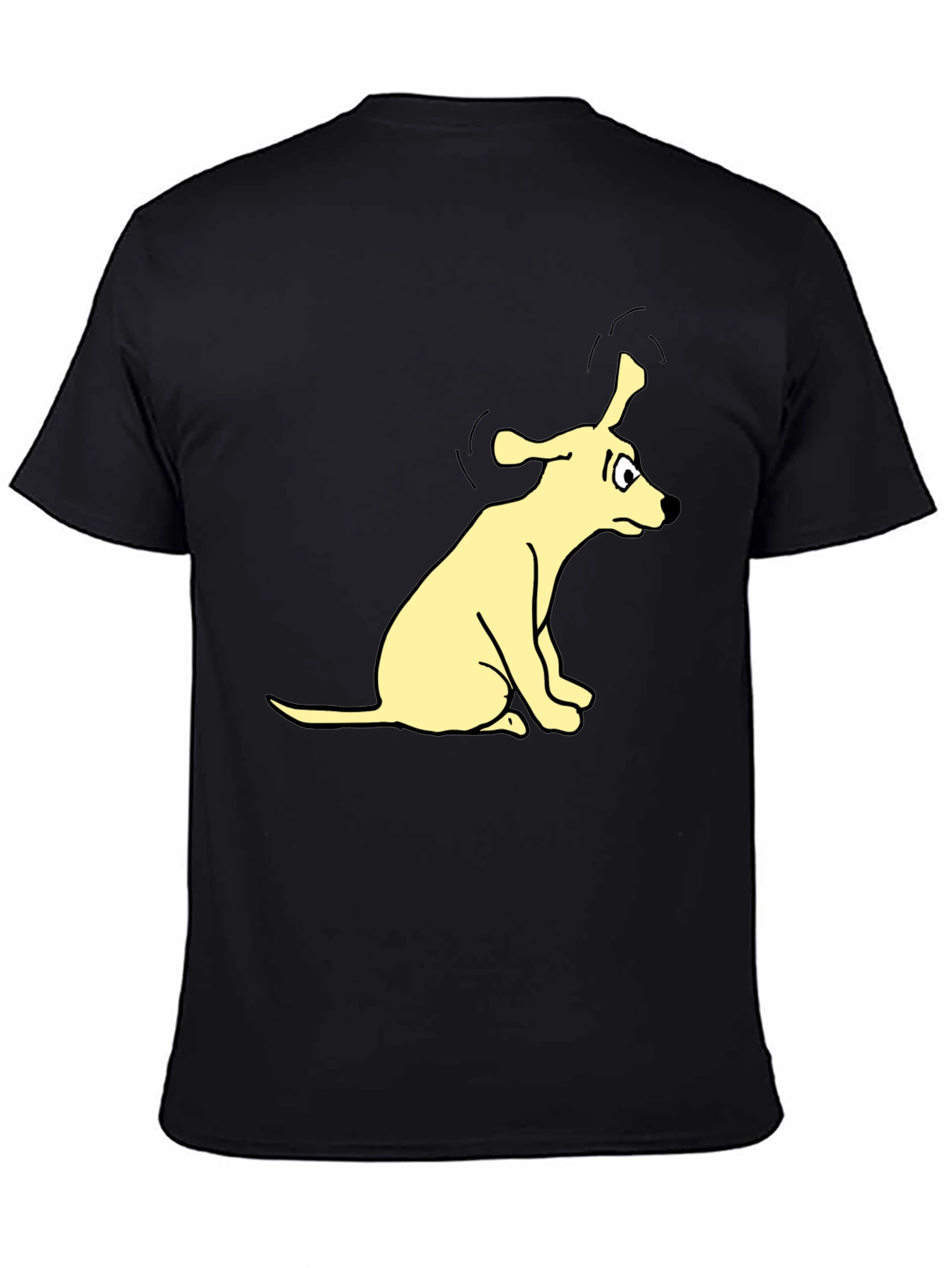 Cartoon Dog Graphic Tee - Black