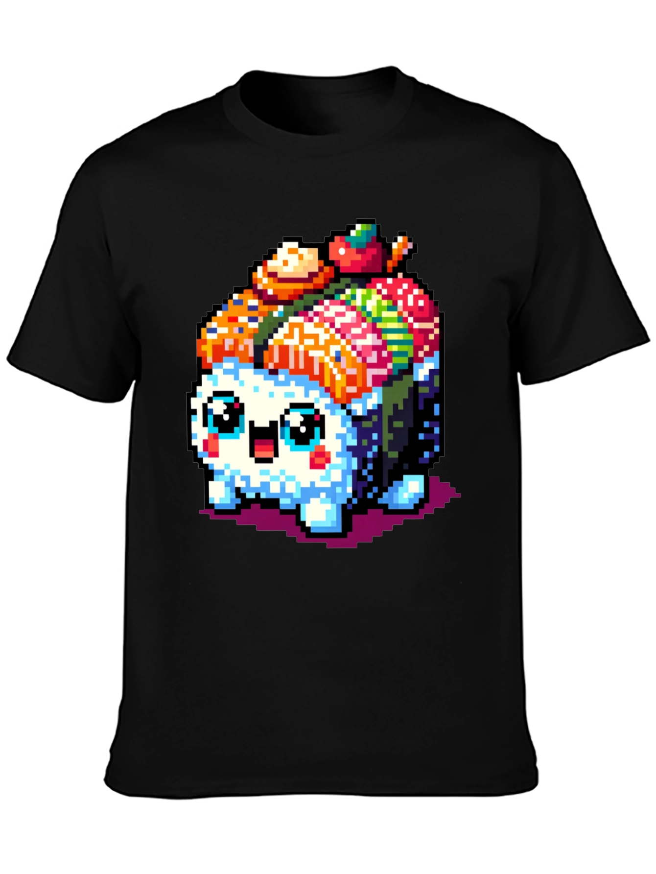 Pixel Sushi Cat T-Shirt - Black