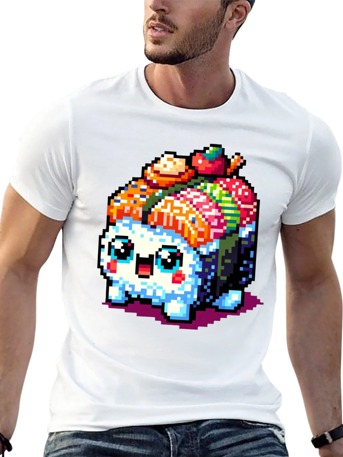 Pixel Sushi Cat T-Shirt - Black