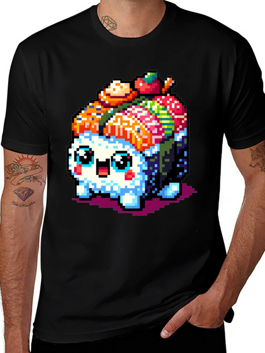 Pixel Sushi Cat T-Shirt - Black