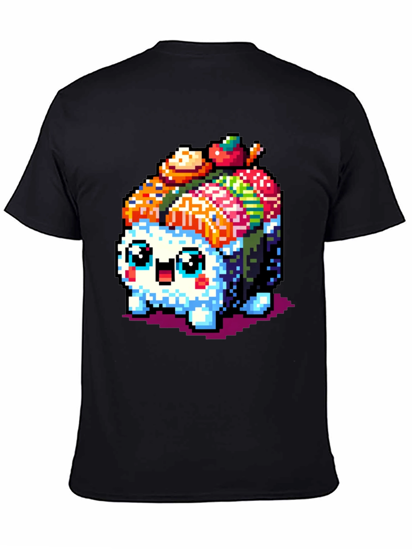 Pixel Sushi Cat T-Shirt - Black