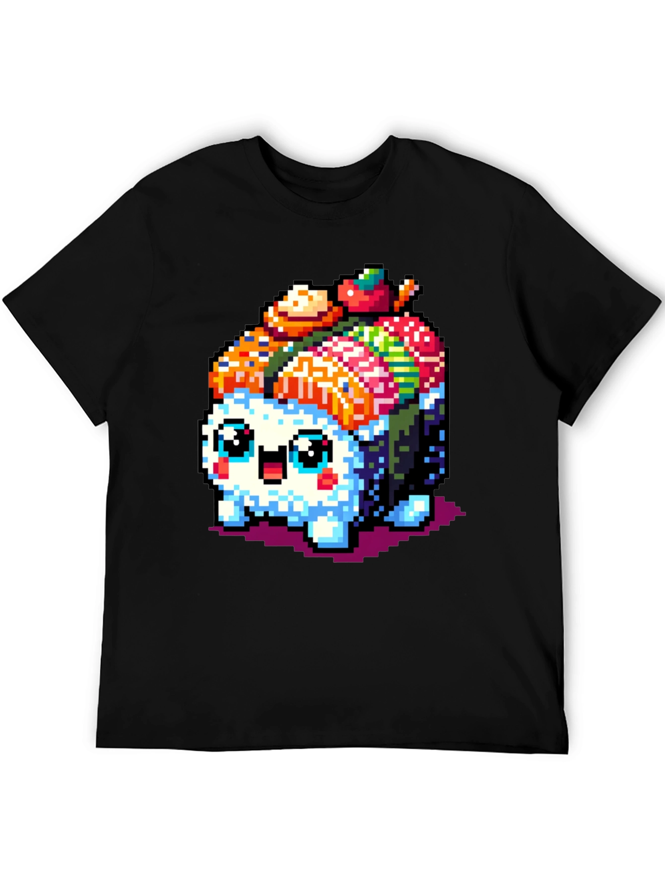 Pixel Sushi Cat T-Shirt - Black