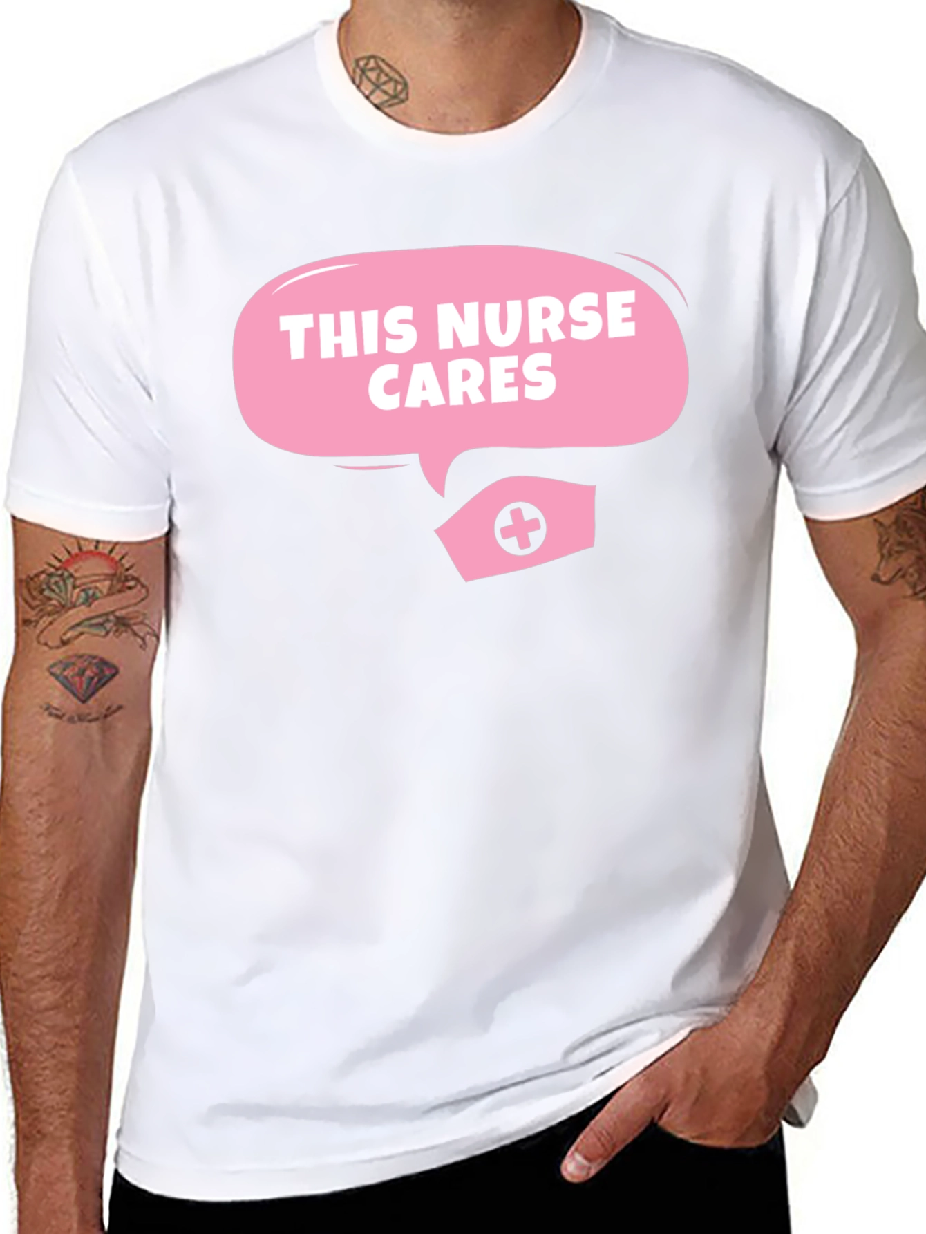 This Nurse Cares - Black T-Shirt