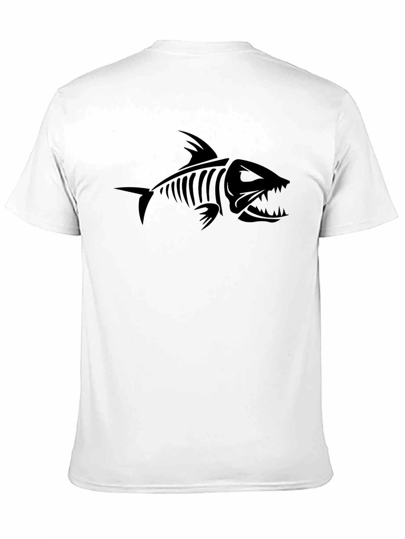 Mens Black Graphic Tee - Fish Skeleton Design