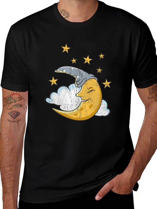 Sleepy Moon Graphic T-Shirt - Dreamy Celestial Design