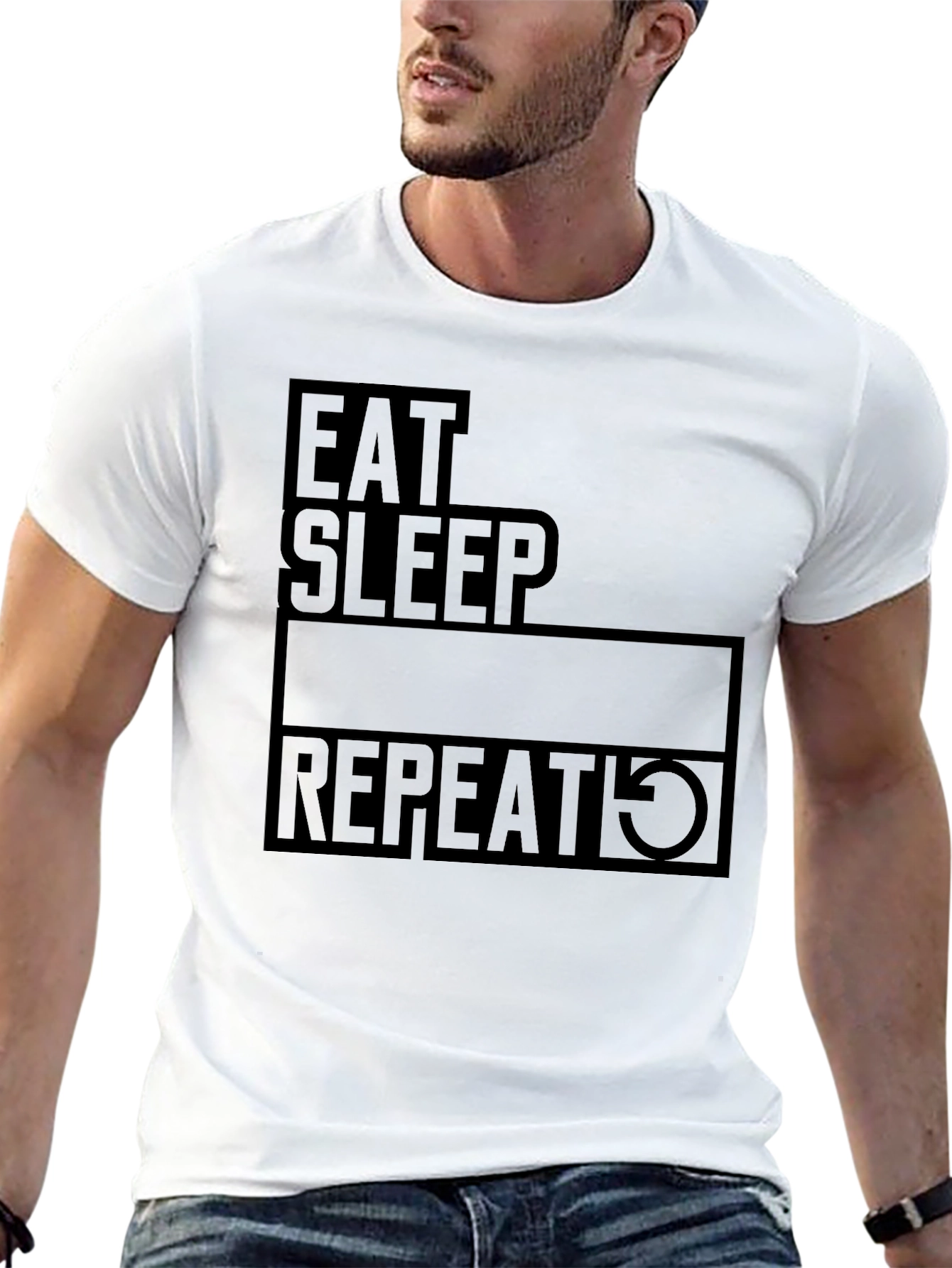 Eat Sleep Repeat Black Graphic T-Shirt