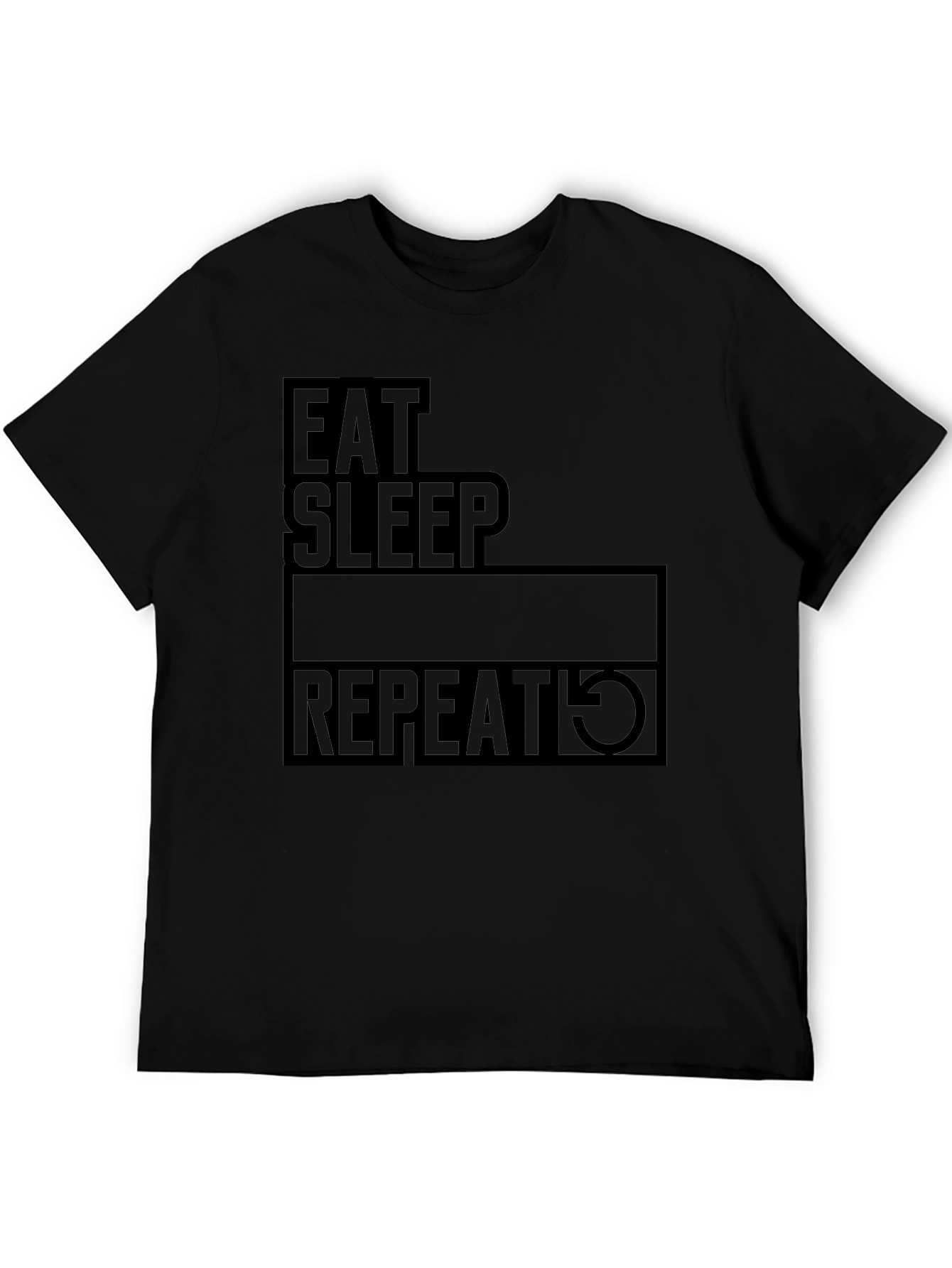 Eat Sleep Repeat Black Graphic T-Shirt