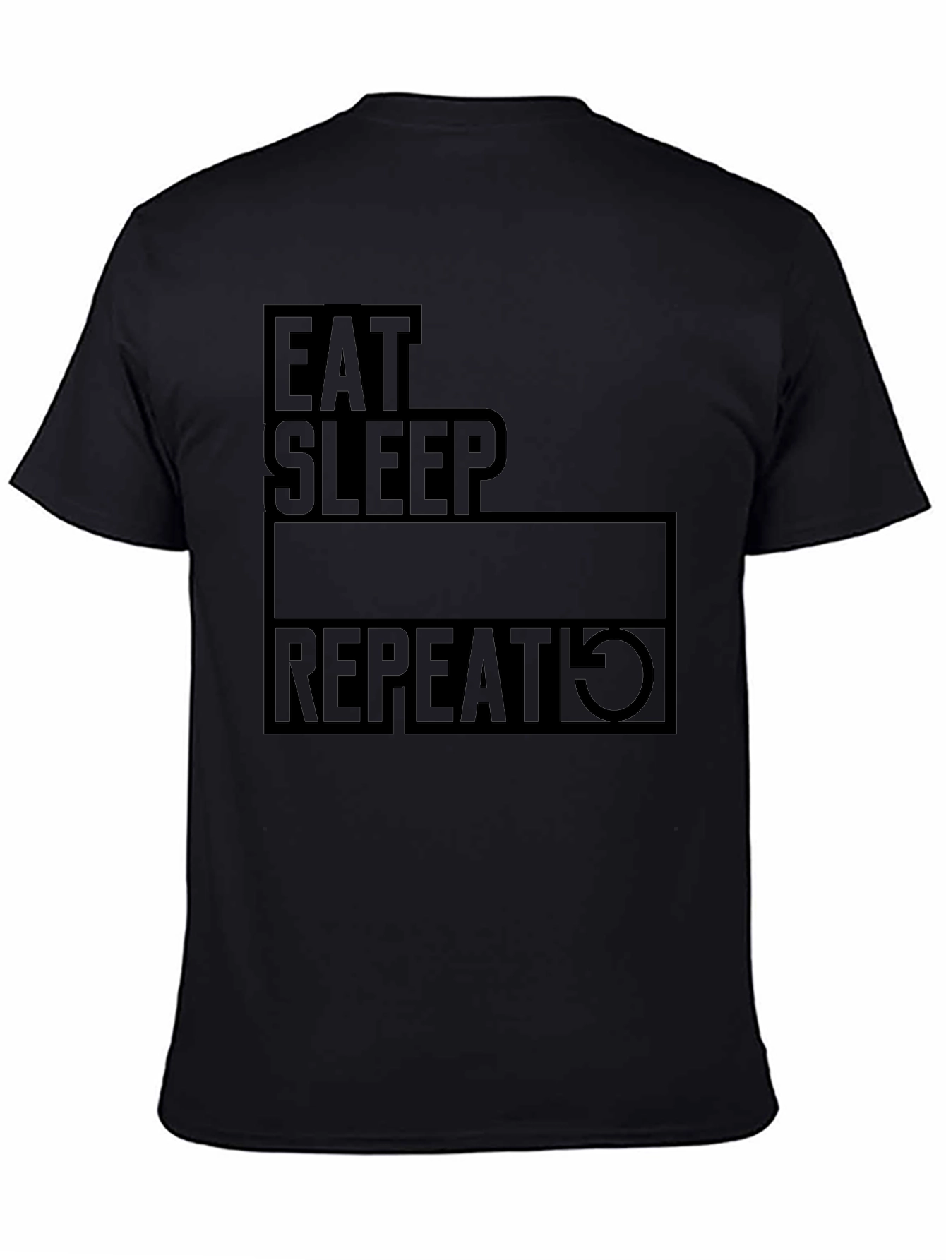 Eat Sleep Repeat Black Graphic T-Shirt
