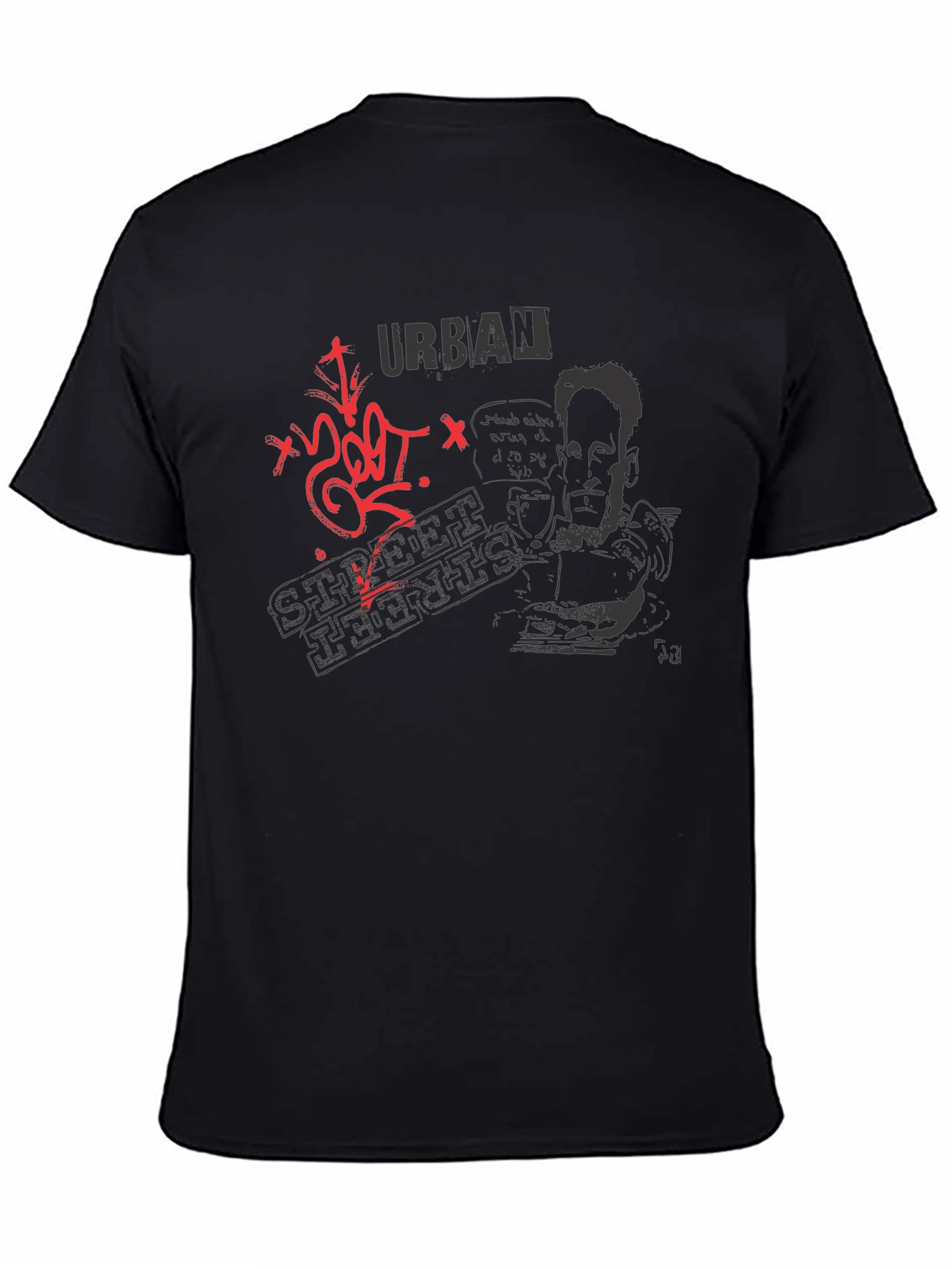 Urban Street Style Graphic Tee - Black