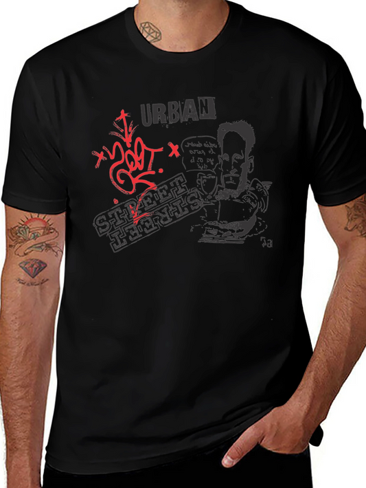 Urban Street Style Graphic Tee - Black