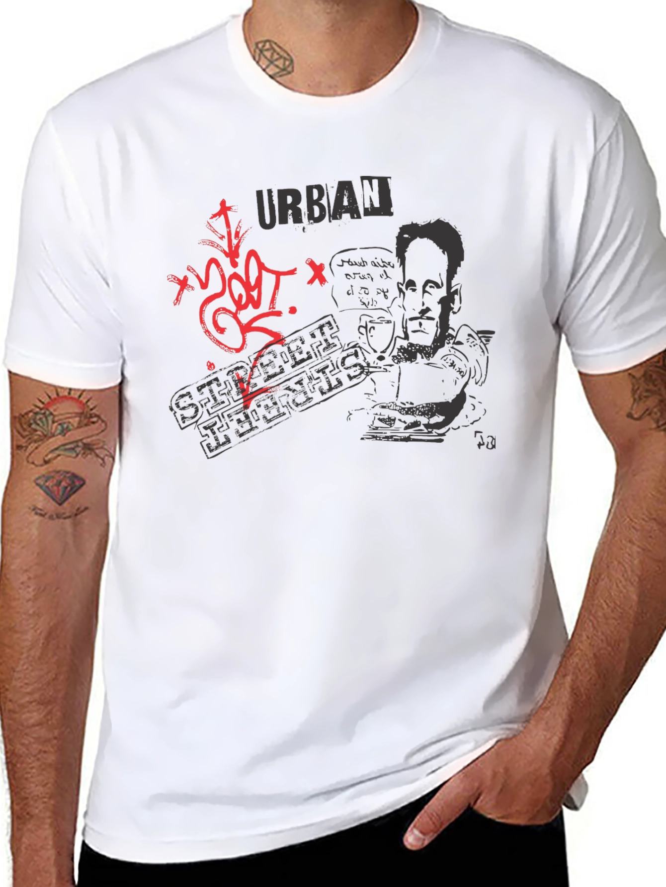 Urban Street Style Graphic Tee - Black