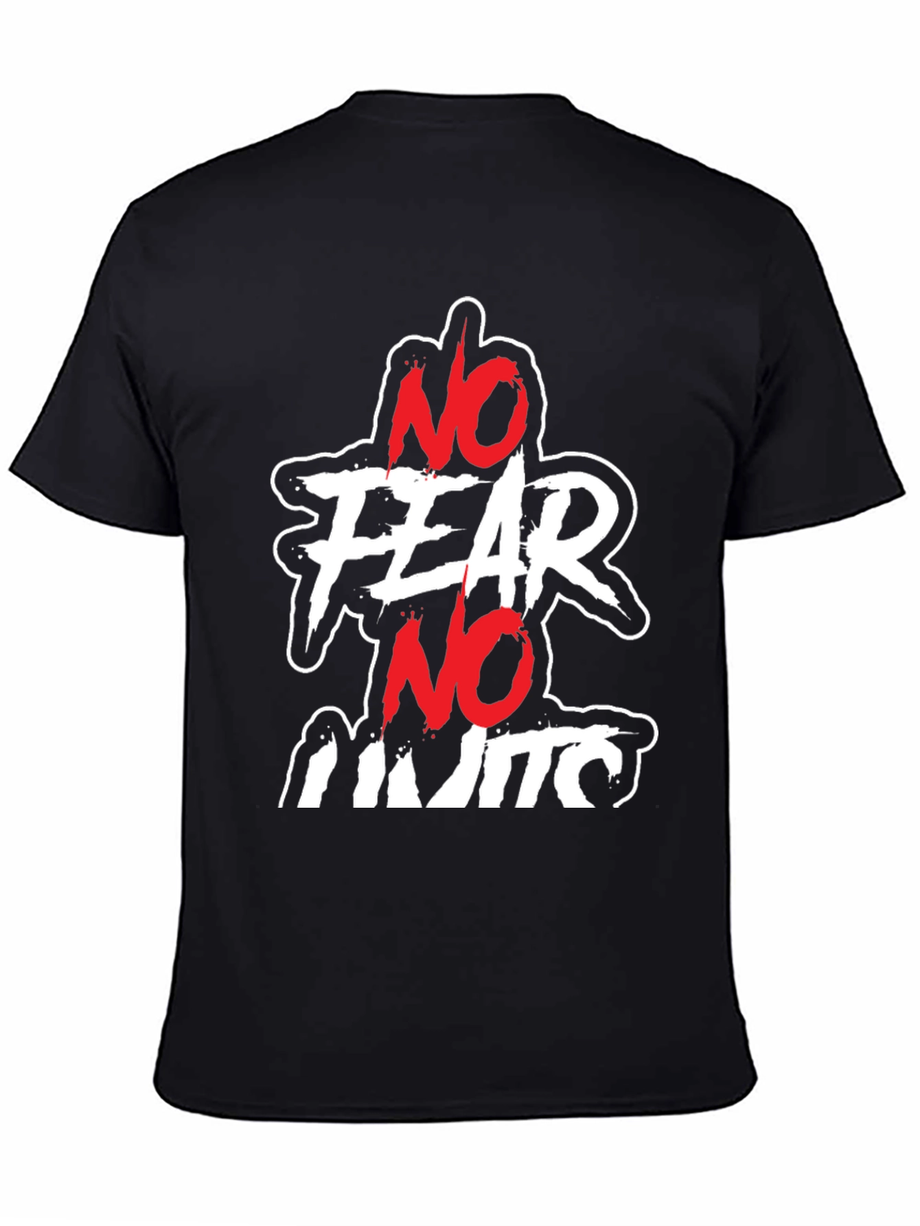 No Fear No Limits Graphic Print Black Tee