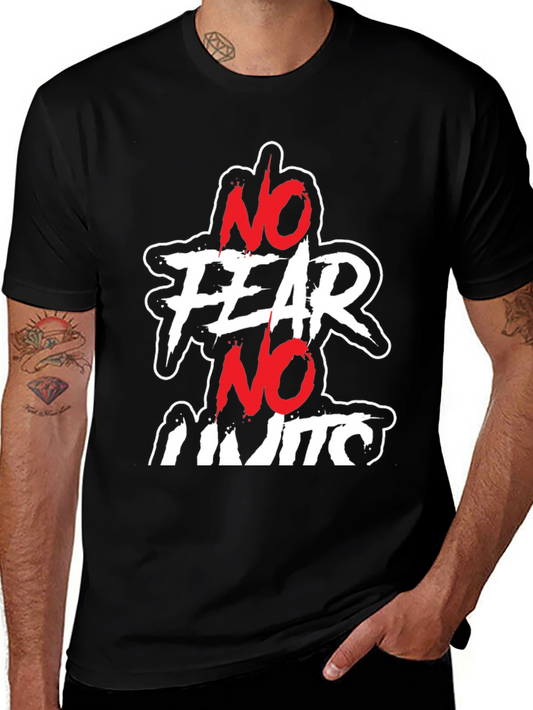 No Fear No Limits Graphic Print Black Tee