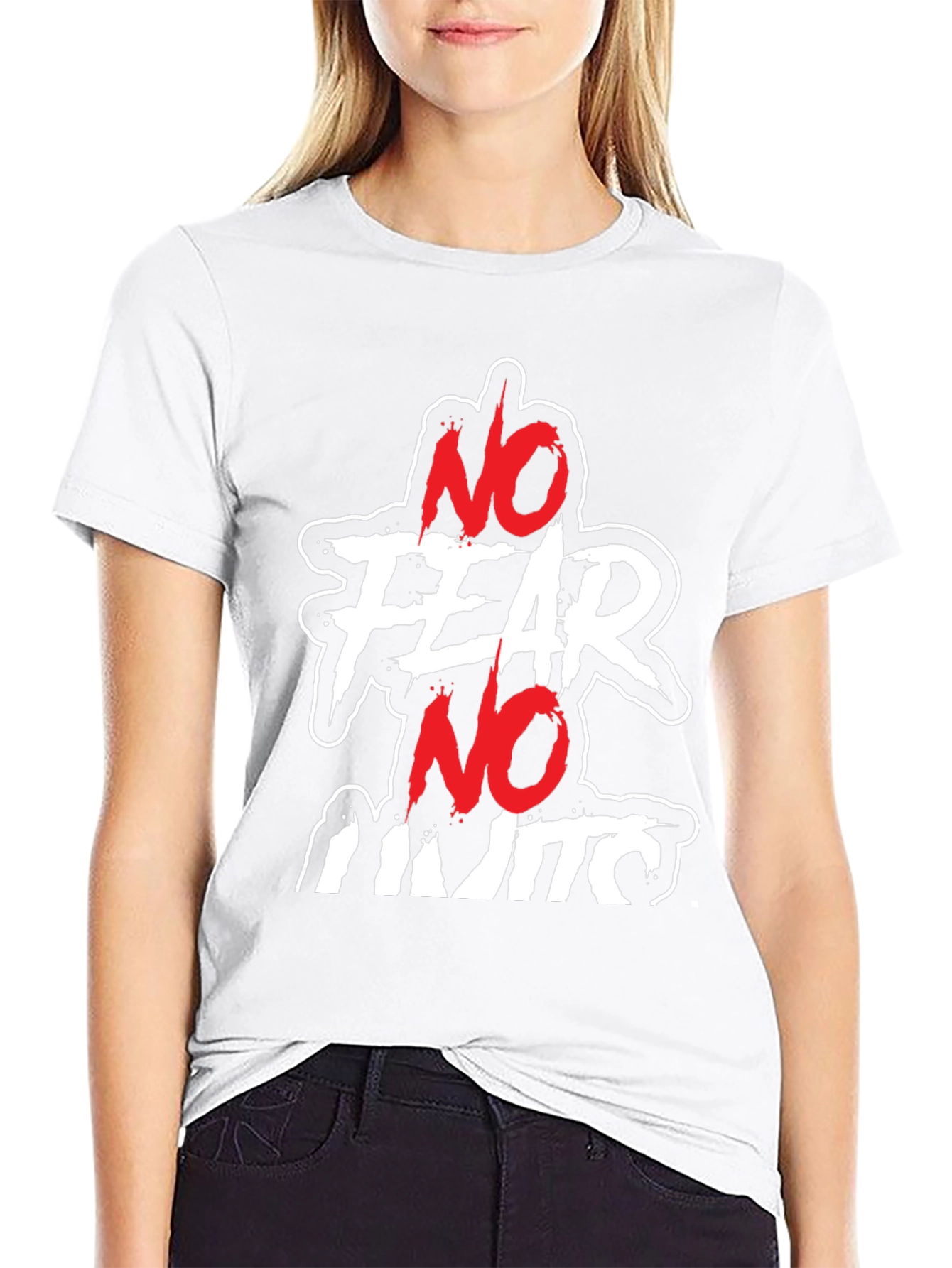 No Fear No Limits Graphic Print Black Tee