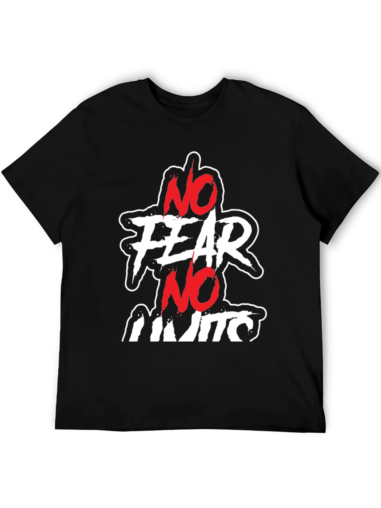 No Fear No Limits Graphic Print Black Tee