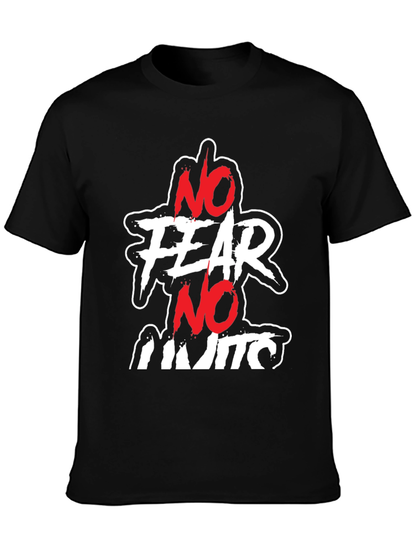 No Fear No Limits Graphic Print Black Tee
