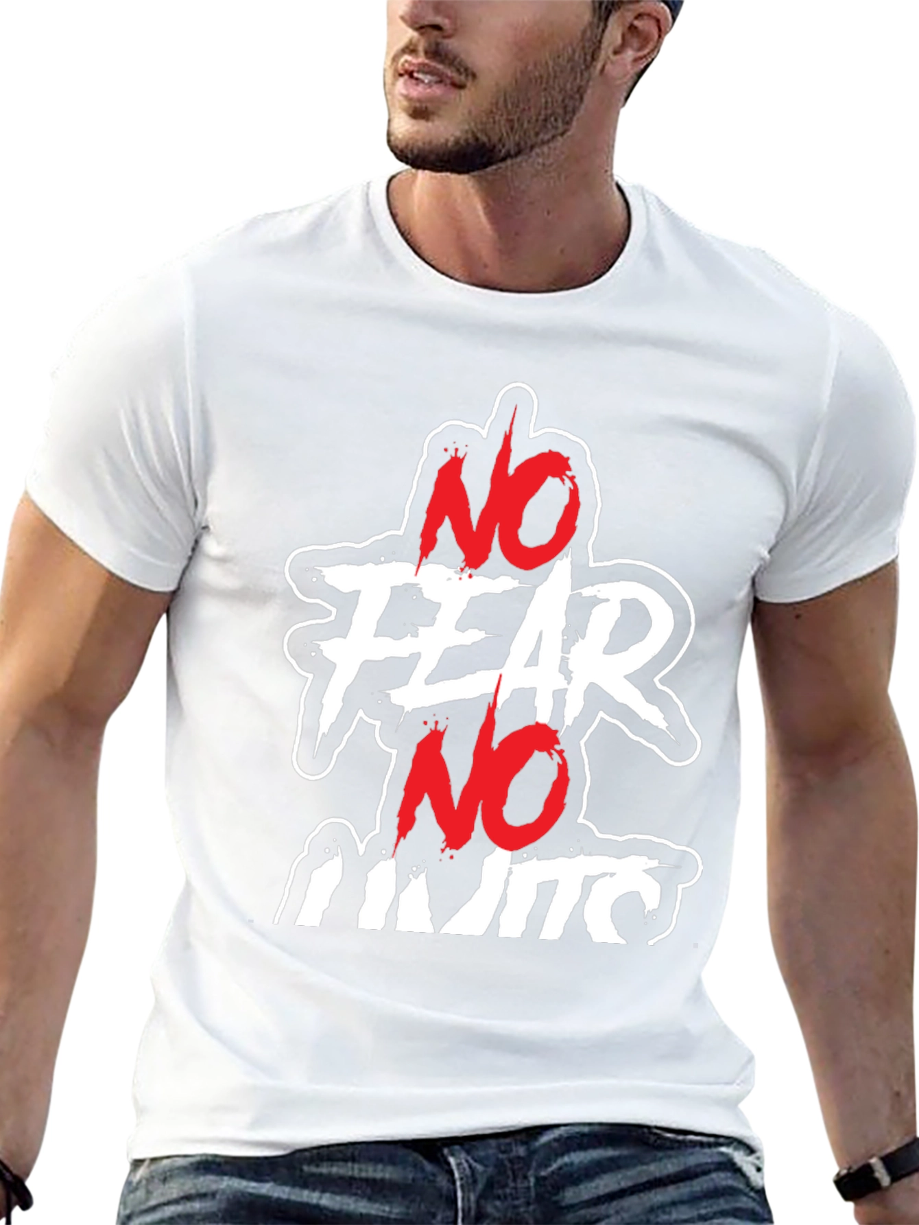 No Fear No Limits Graphic Print Black Tee