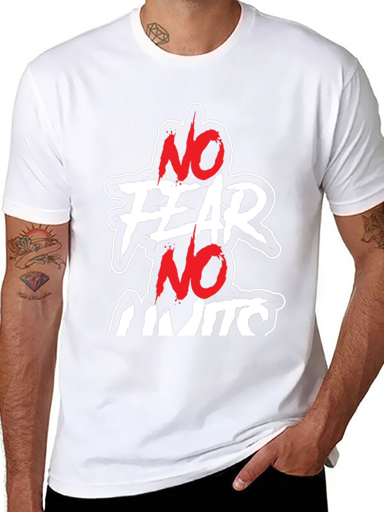 No Fear No Limits Graphic Print Black Tee
