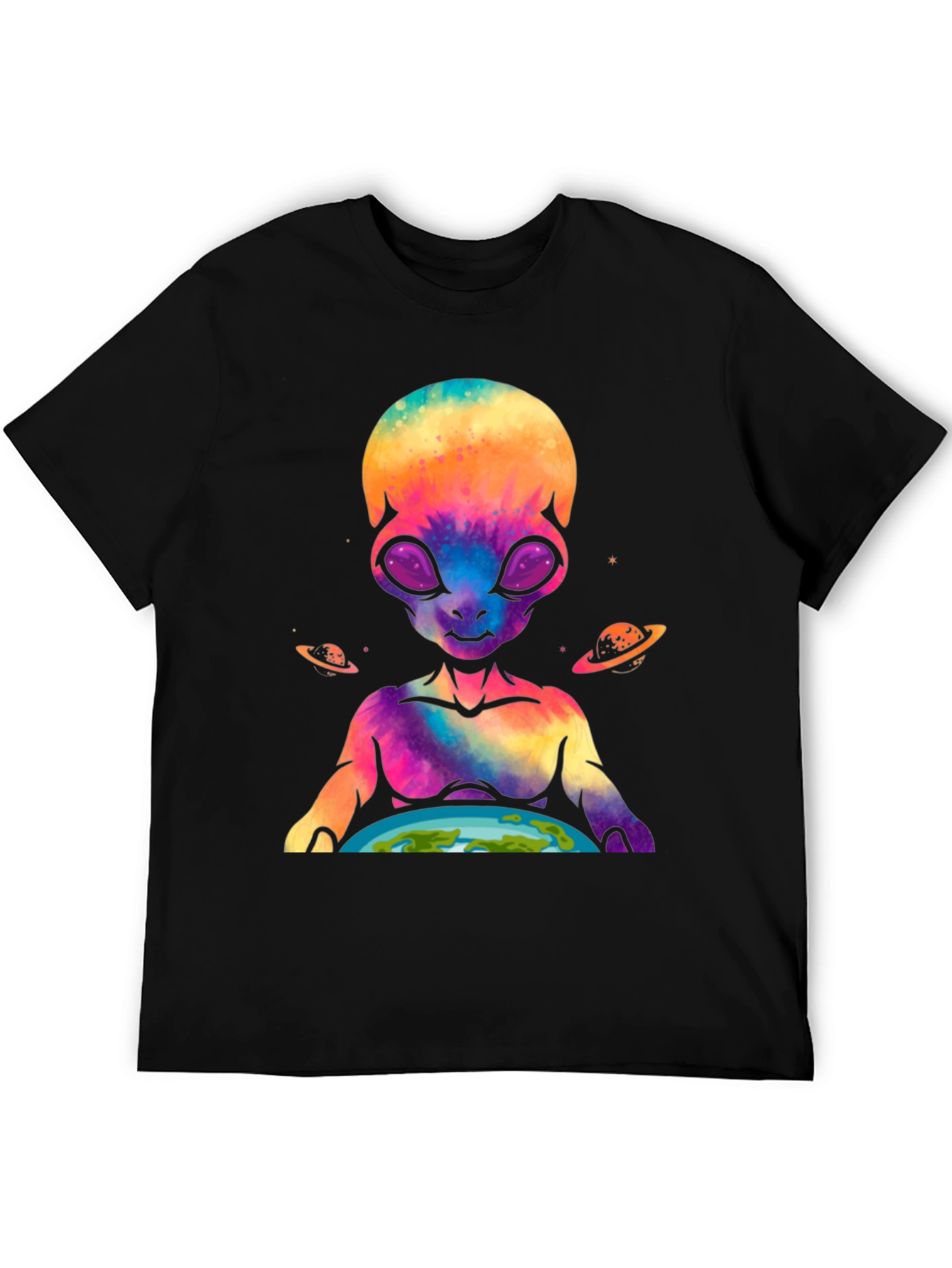 Alien Holding Earth Graphic T-Shirt