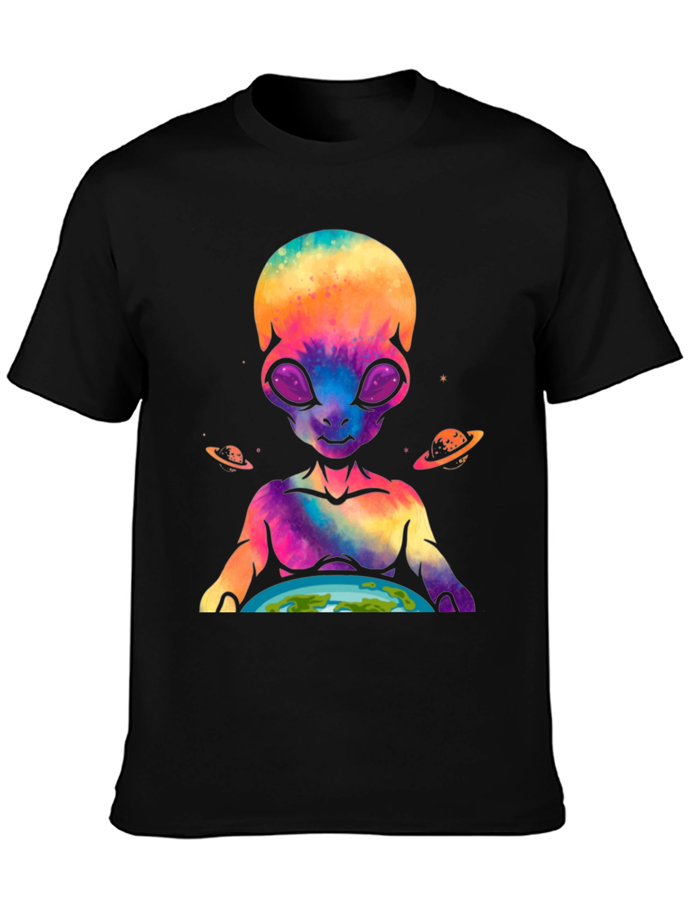 Alien Holding Earth Graphic T-Shirt