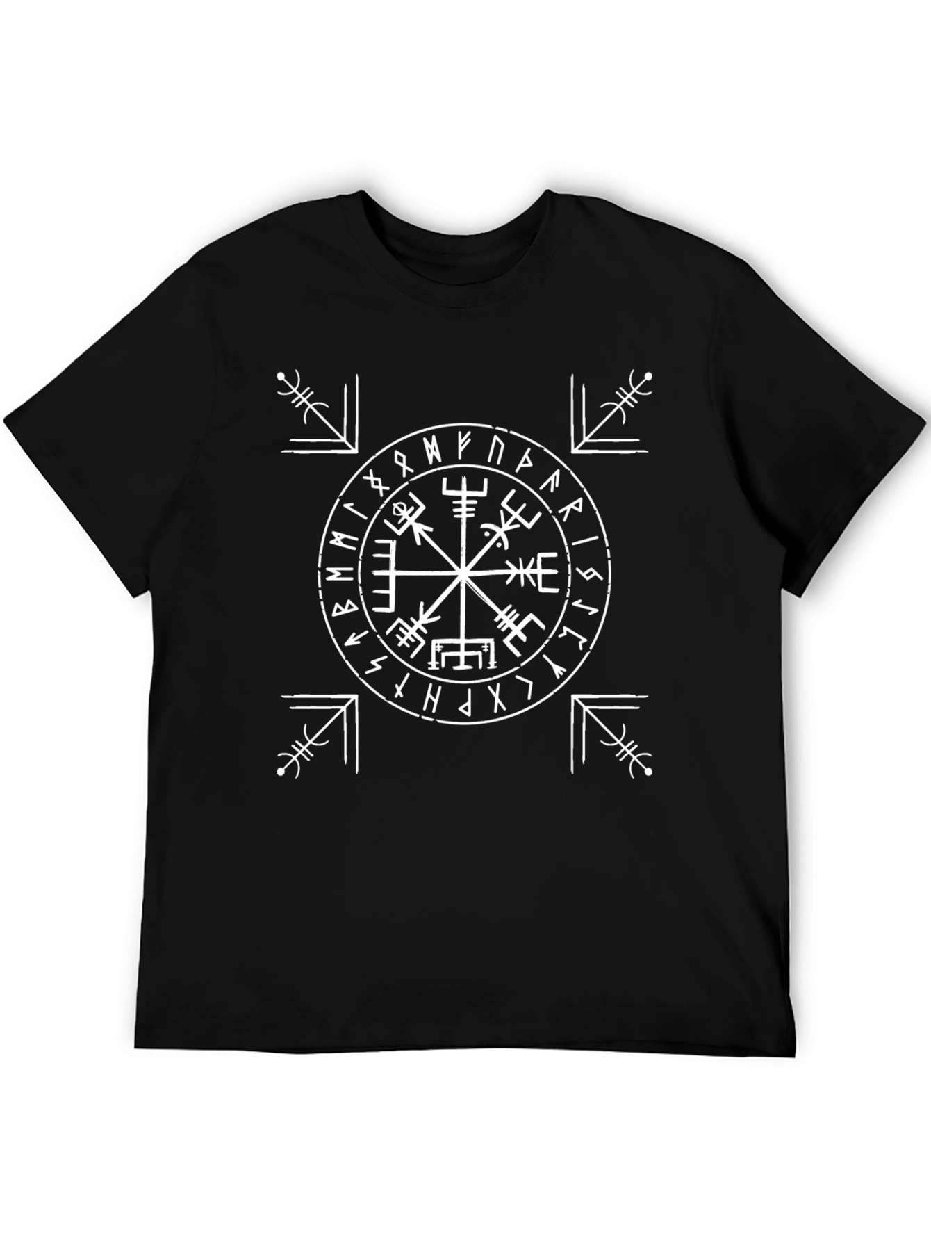Vegvisir Compass Rune Graphic Tee - Black