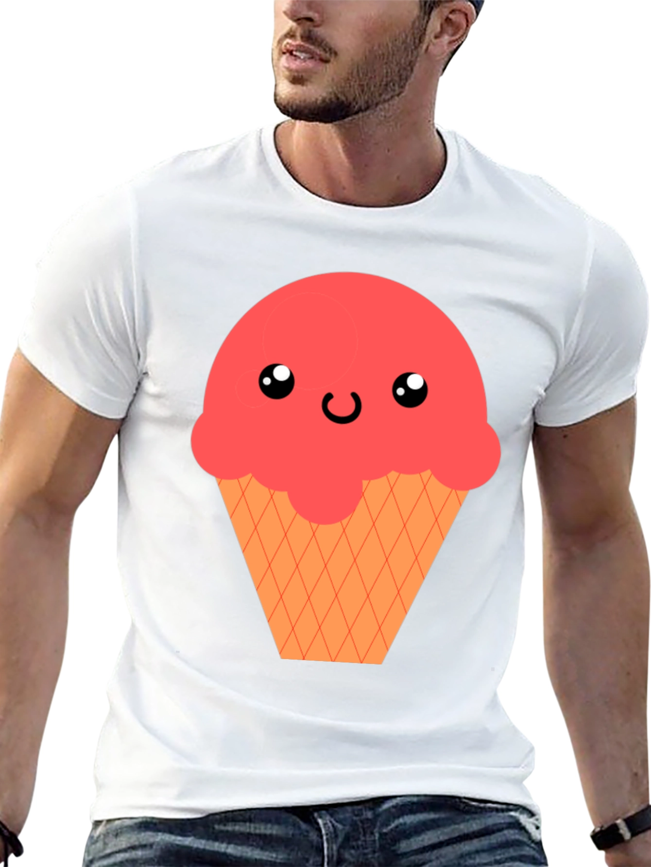 Kawaii Ice Cream Graphic T-Shirt - Black