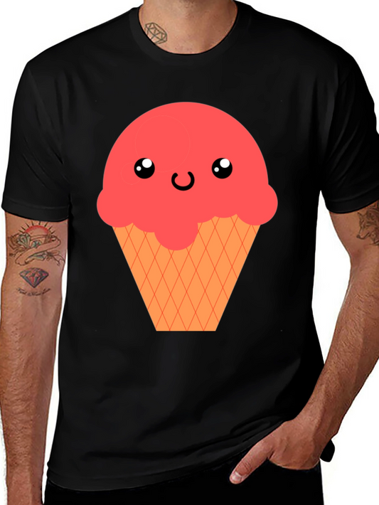 Kawaii Ice Cream Graphic T-Shirt - Black
