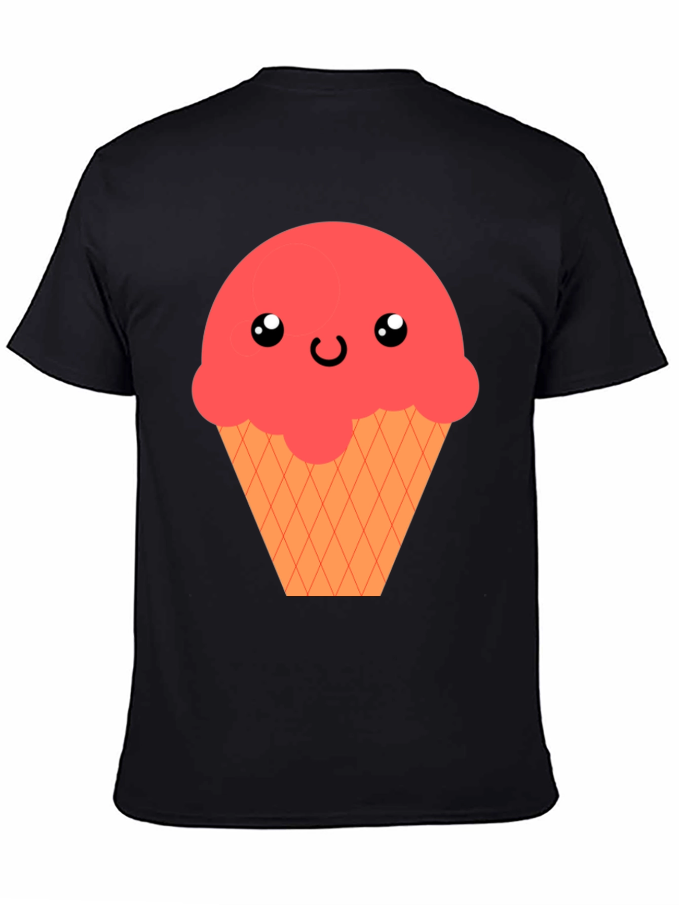 Kawaii Ice Cream Graphic T-Shirt - Black