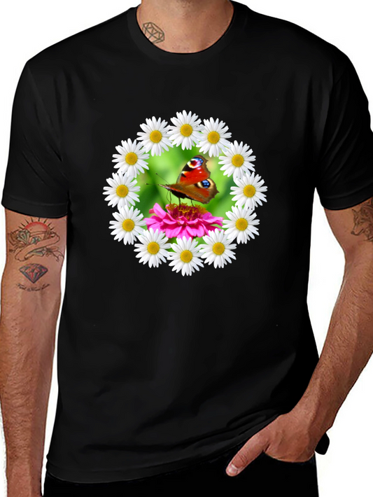 Butterfly & Daisy Wreath Graphic T-Shirt