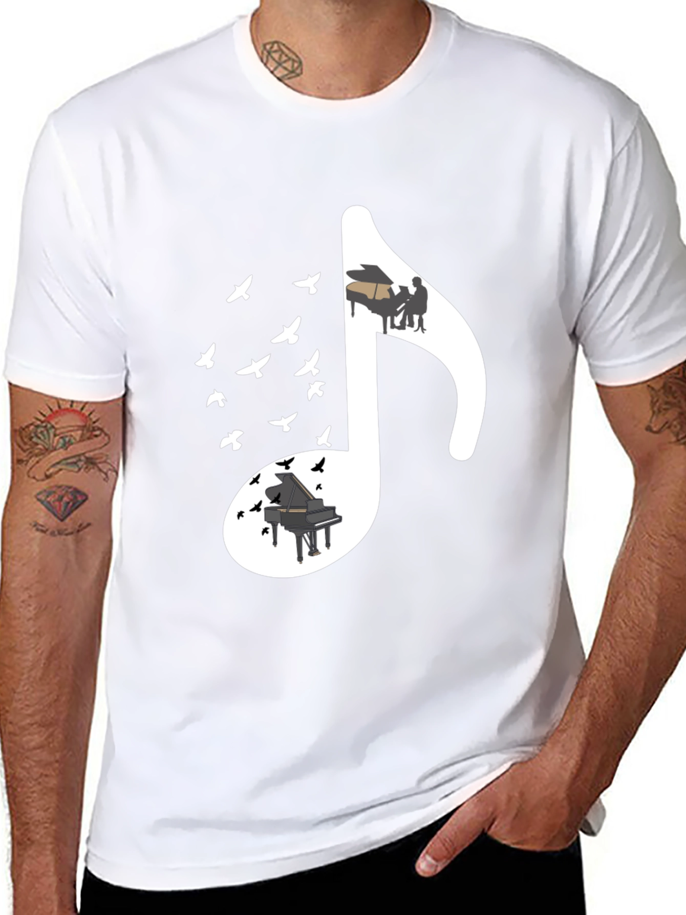 Piano Music Note T-Shirt - Unique Design