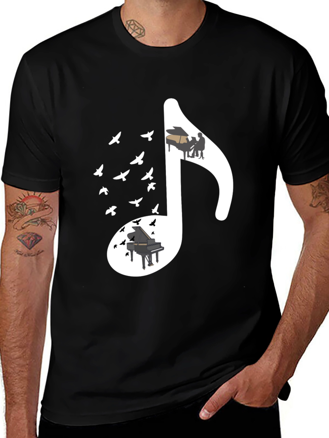 Piano Music Note T-Shirt - Unique Design