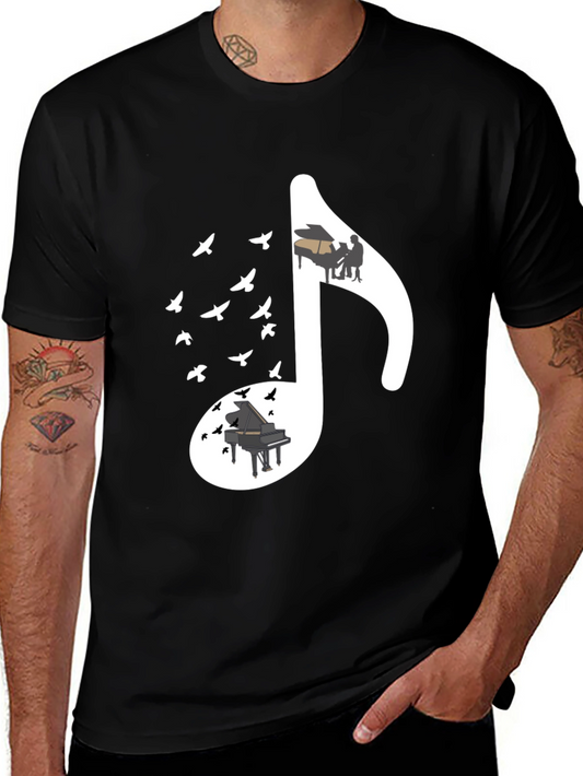 Piano Music Note T-Shirt - Unique Design