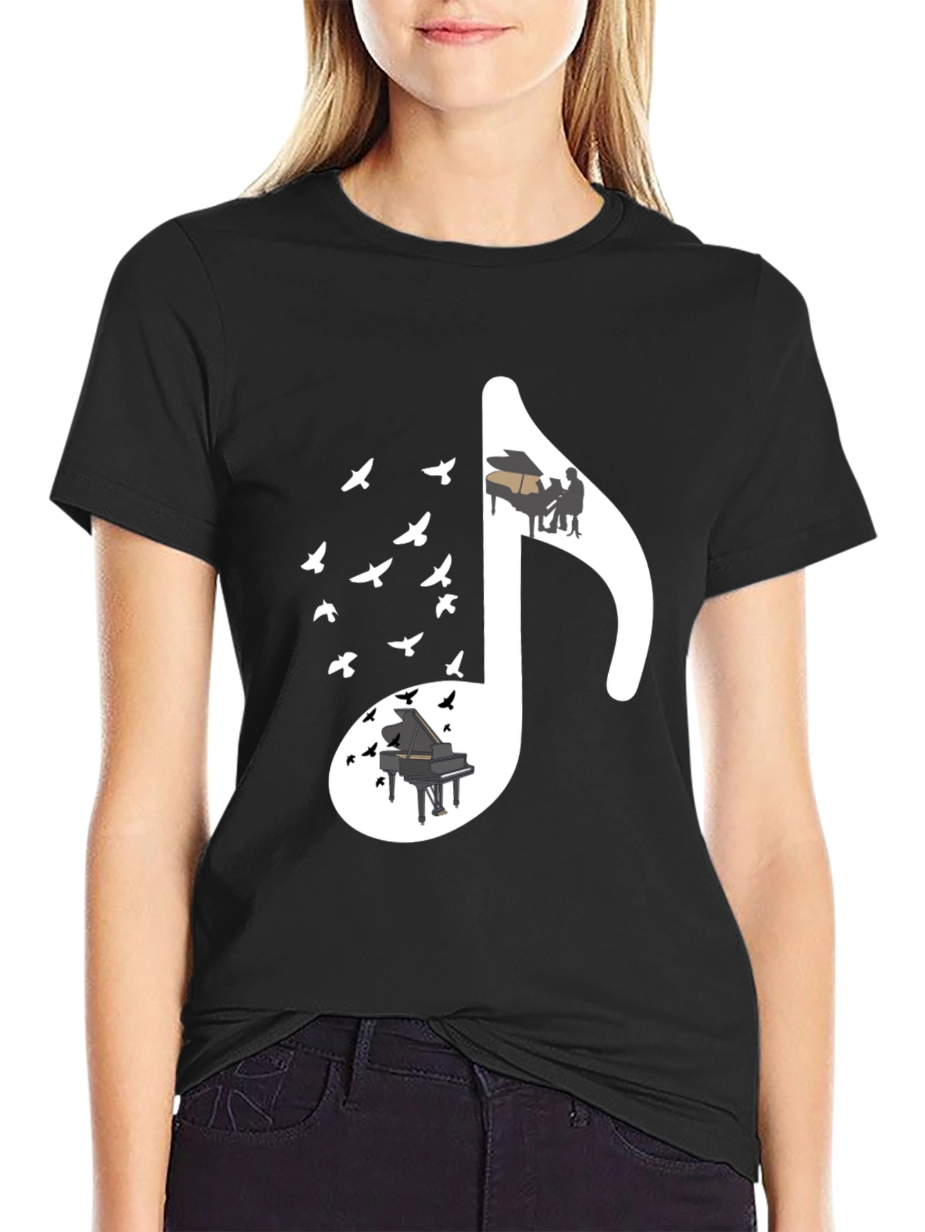 Piano Music Note T-Shirt - Unique Design