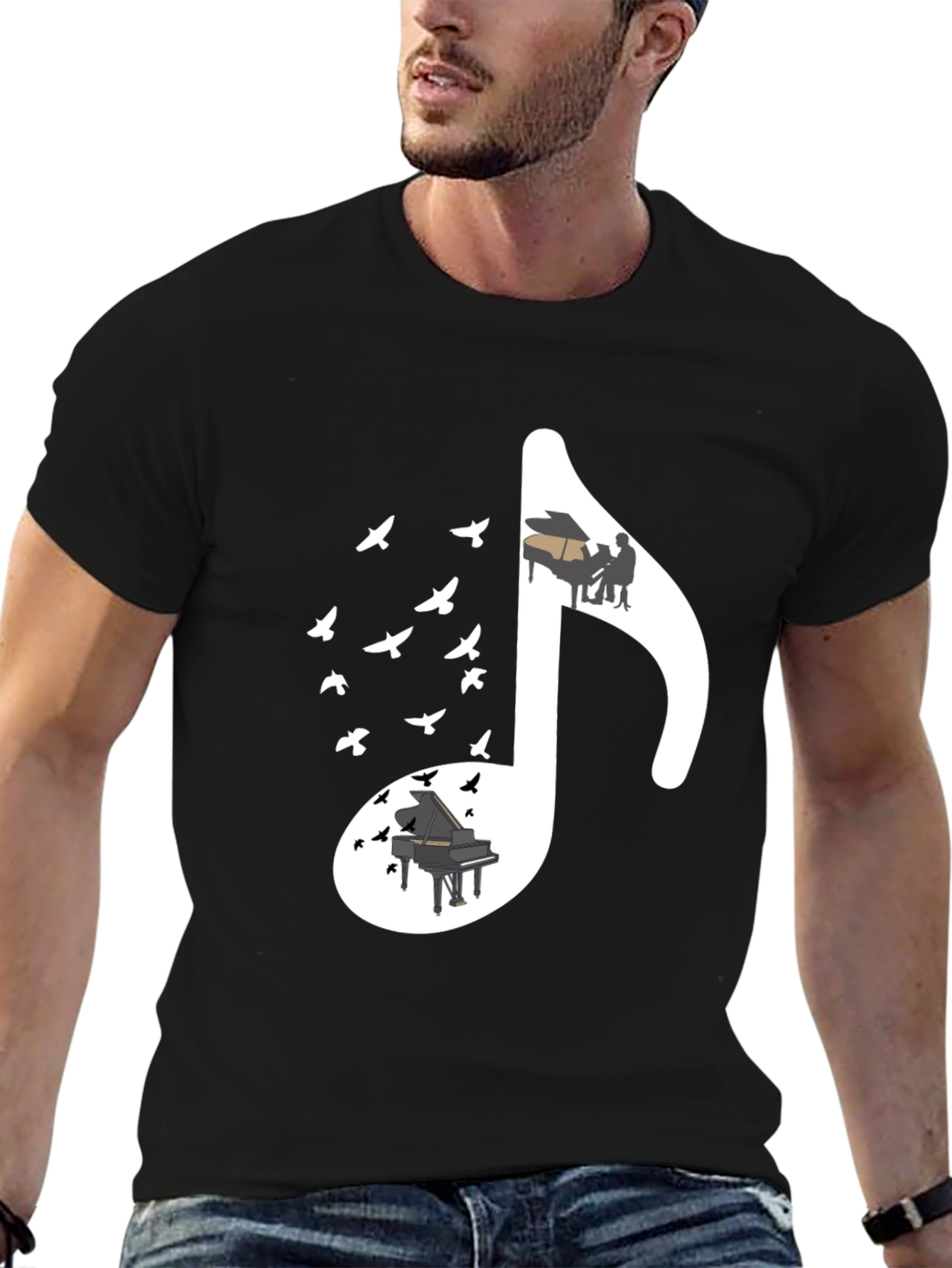 Piano Music Note T-Shirt - Unique Design