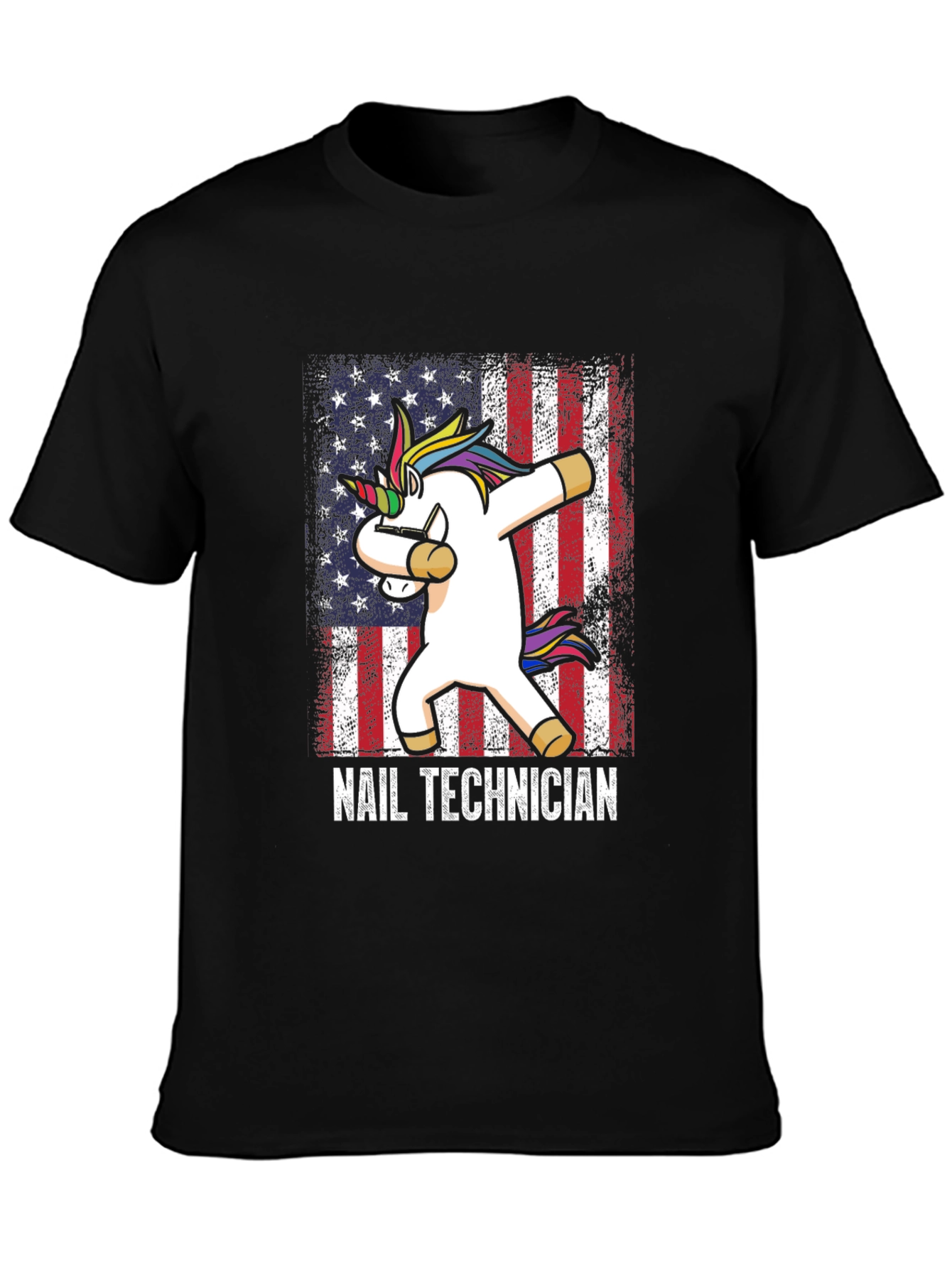 Unicorn Nail Technician American Flag T-Shirt