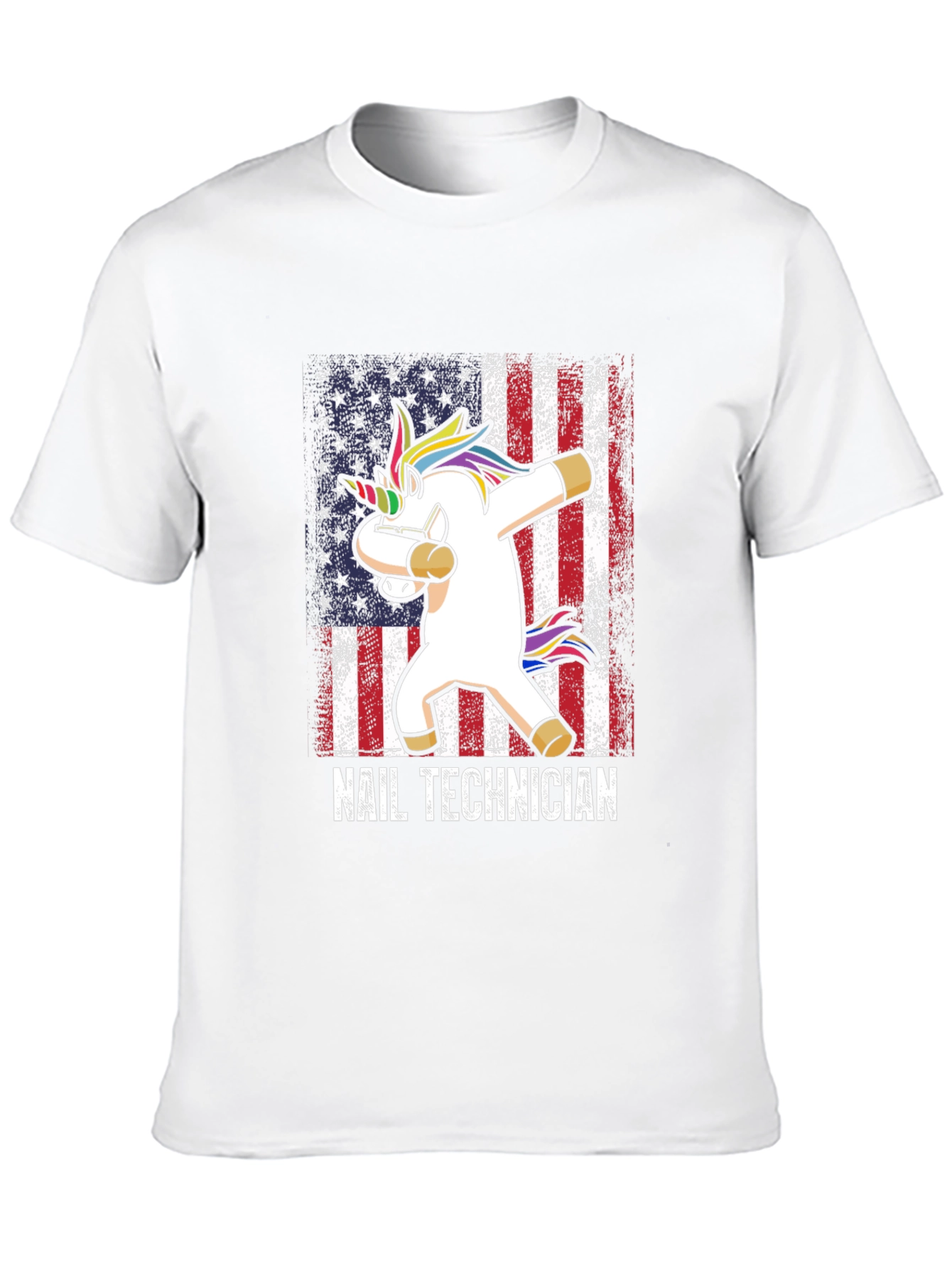 Unicorn Nail Technician American Flag T-Shirt