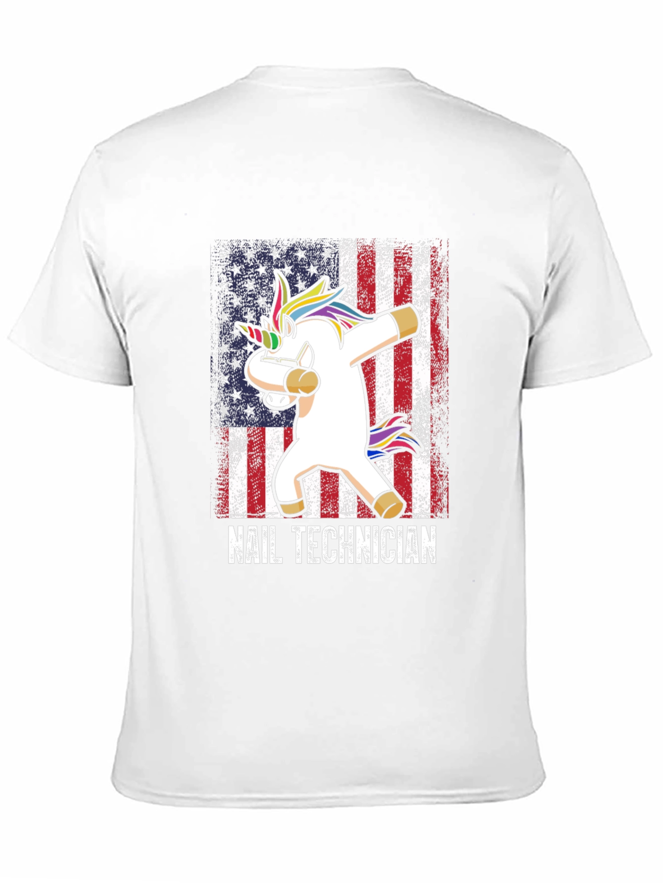 Unicorn Nail Technician American Flag T-Shirt