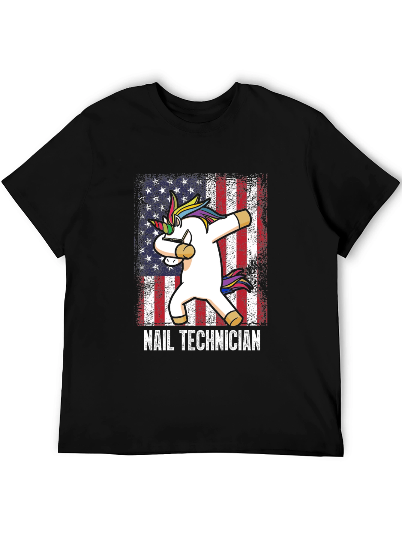 Unicorn Nail Technician American Flag T-Shirt