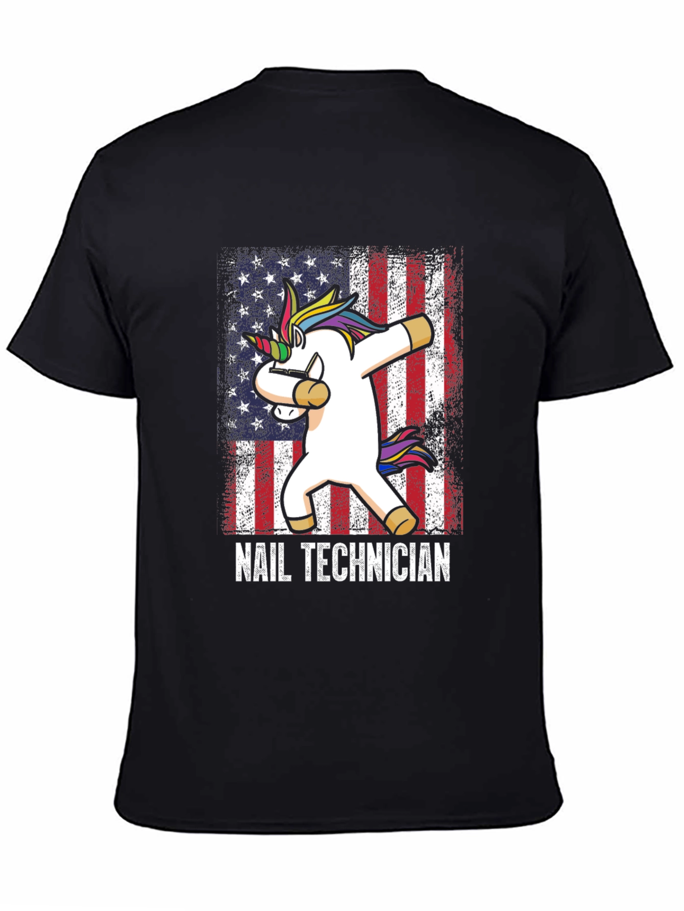Unicorn Nail Technician American Flag T-Shirt